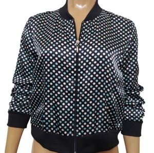 Adiva Polka Dot Zip Up Lightweight Pocketed Jacket